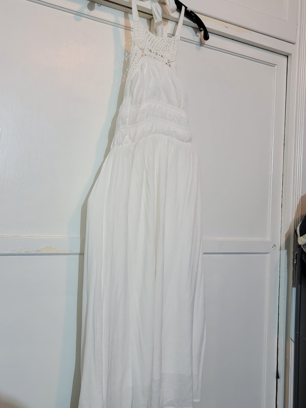 Lush White Crochet Halter Maxi Dress